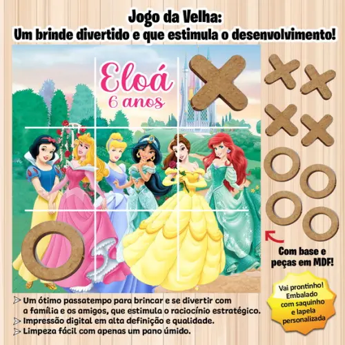 Jogo da Velha em mdf Personalizado Princesas