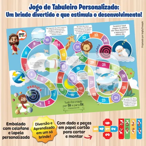 Jogo de Tabuleiro Personalizado a Criação Bíblico