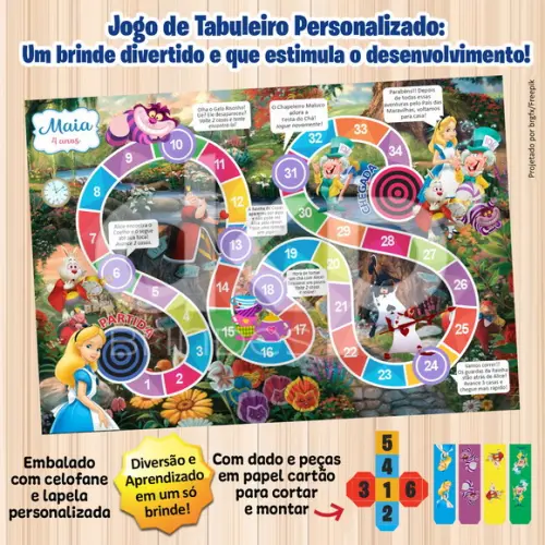 Jogo de Tabuleiro Personalizado Alice no País das Maravilhas