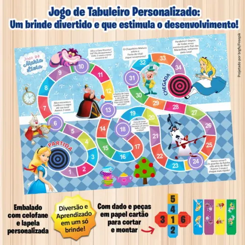 Jogo de Tabuleiro Personalizado Alice (menor Quant. e Urg.)