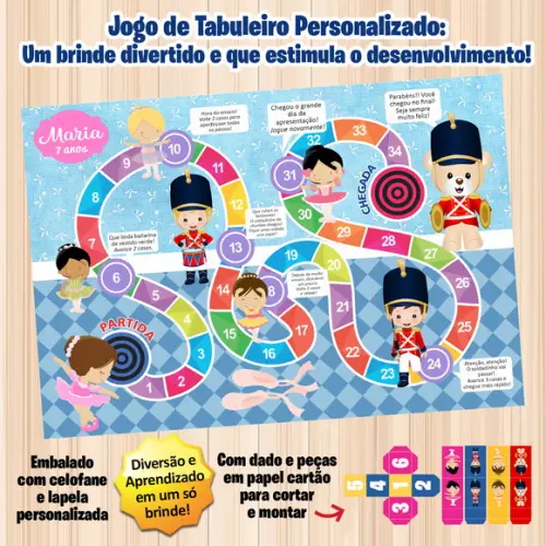Jogo de Tabuleiro Personalizado Bailarina e Soldadinho de Ch