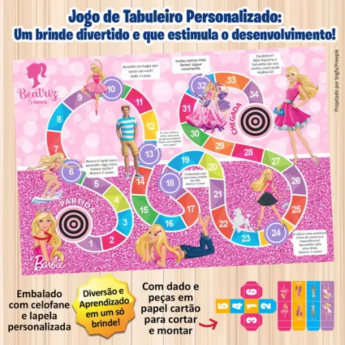 Jogo de Tabuleiro Personalizado Barbie