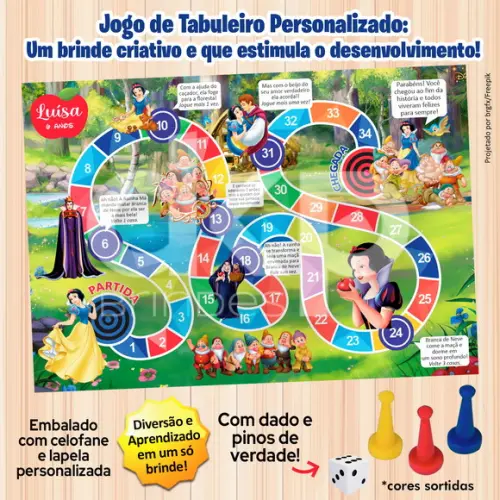 Jogo de Tabuleiro Personalizado Branca de Neve