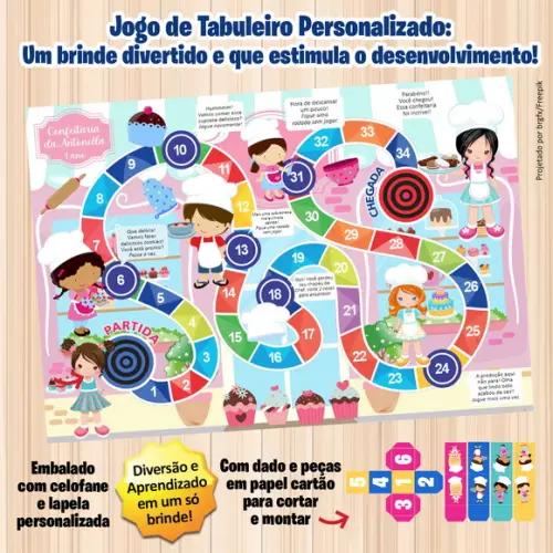 Jogo de Tabuleiro Personalizado Confeitaria