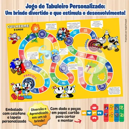 Jogo de Tabuleiro Personalizado Cuphead