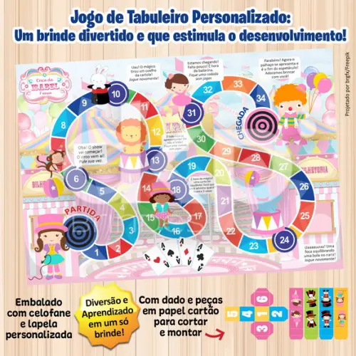 Jogo de Tabuleiro Personalizado Circo Rosa