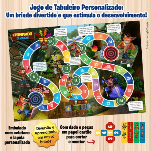 Jogo de Tabuleiro Personalizado Crash Bandicoot