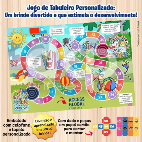 Jogo de Tabuleiro Personalizado Dia das Crianças