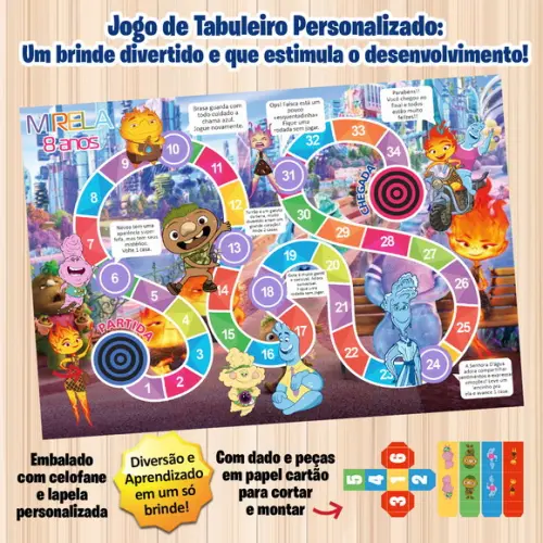Jogo de Tabuleiro Personalizado Elementos Prazo Reduzido