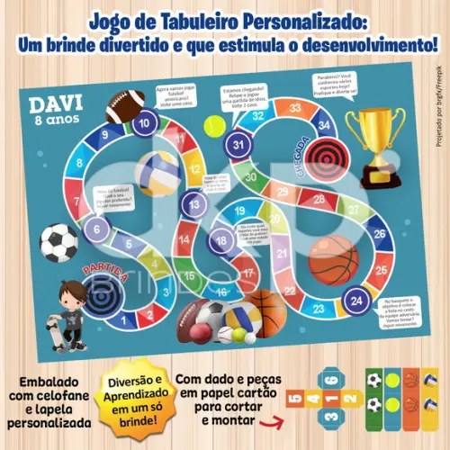 Jogo de Tabuleiro Personalizado Esportes Bolas