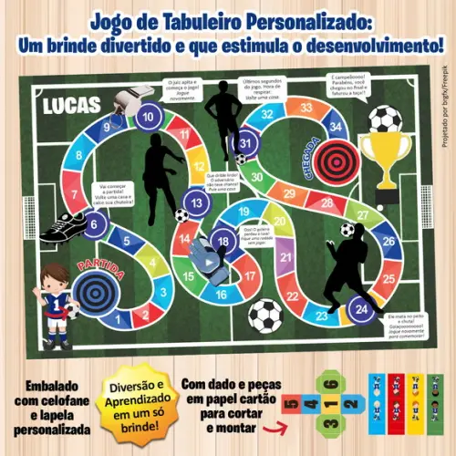 Jogo de Tabuleiro Personalizado Futebol