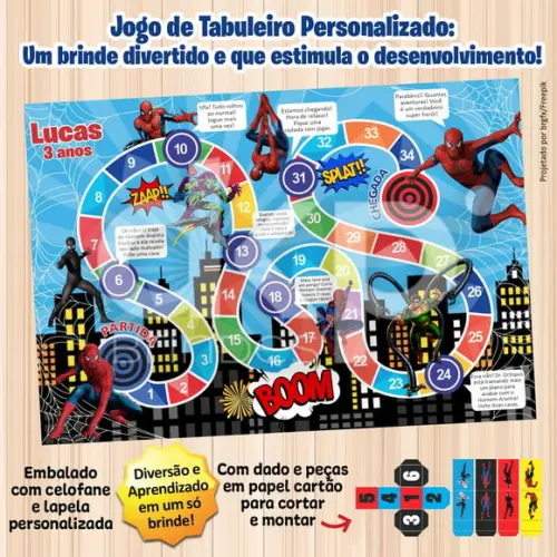 Jogo de Tabuleiro Personalizado Homem Aranha