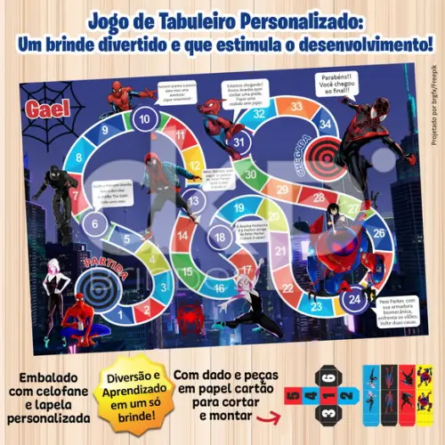 Jogo de Tabuleiro Personalizado Homem Aranha no Aranhaverso