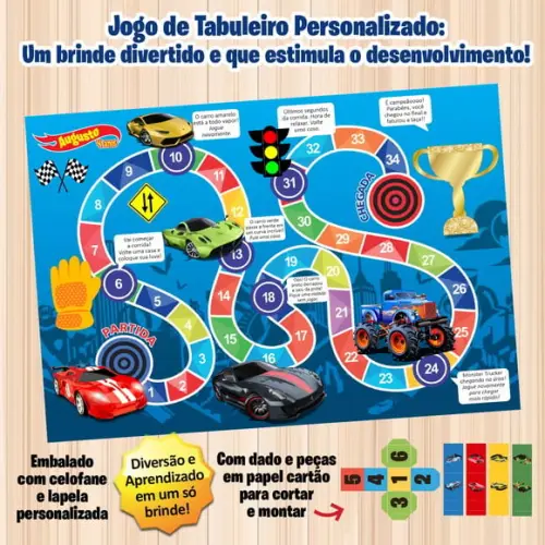 Jogo de Tabuleiro Personalizado Hot Wheels - Prod Expressa