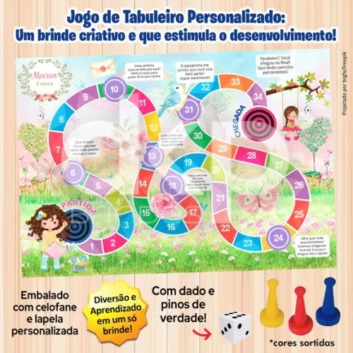 Jogo de Tabuleiro Personalizado Jardim com Dado e Pinos
