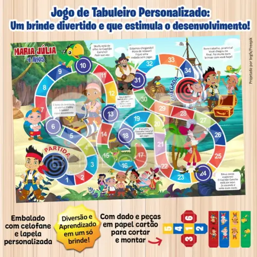 Jogo de Tabuleiro Personalizado Jake e os Piratas