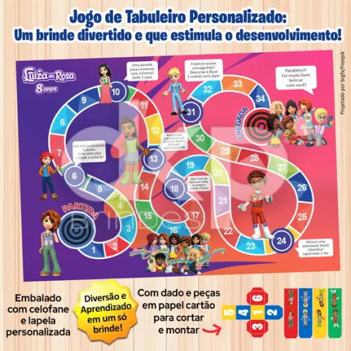 Jogo de Tabuleiro Personalizado Lego Friends