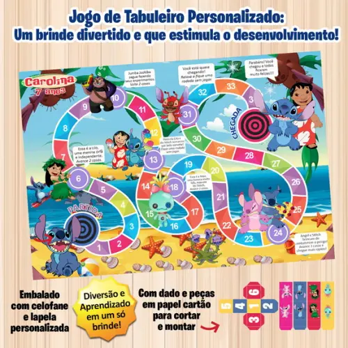 Jogo de Tabuleiro Personalizado Lilo e Stitch