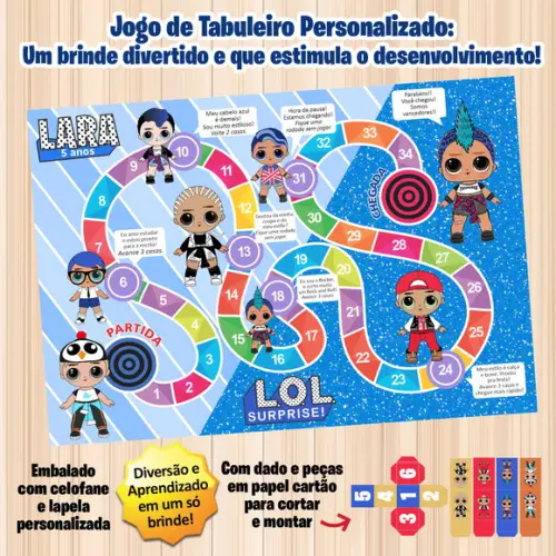 Jogo de Tabuleiro Personalizado Lol Meninos