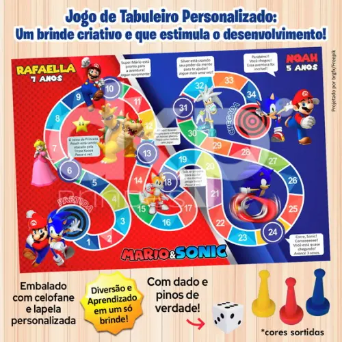 Jogo de Tabuleiro Personalizado Mario Vs Sonic