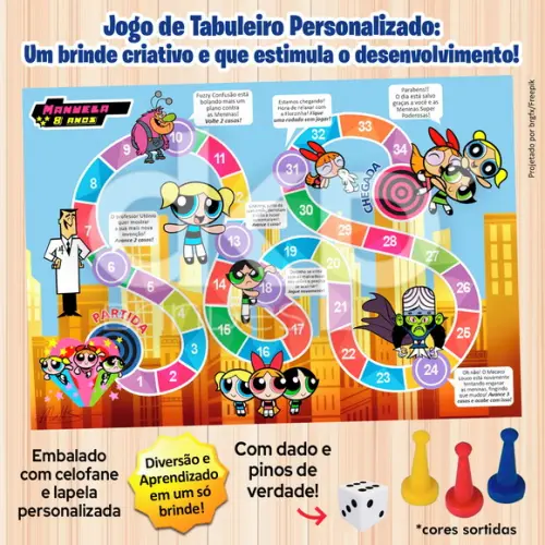 Jogo de Tabuleiro Personalizado Meninas Super Poderosas