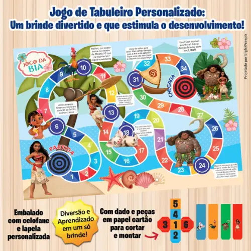Jogo de Tabuleiro Personalizado Moana