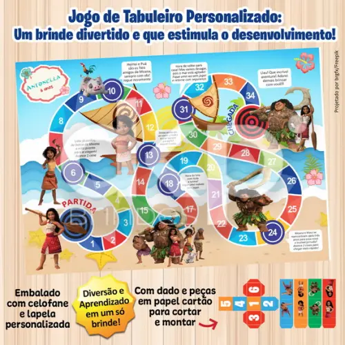 Jogo de Tabuleiro Personalizado Moana 2