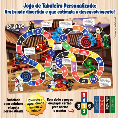 Jogo de Tabuleiro Personalizado Ninjago