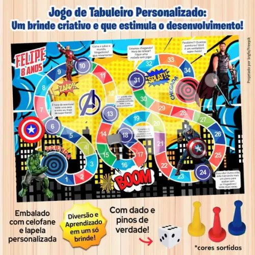 Jogo de Tabuleiro Personalizado os Vingadores