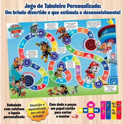 Jogo de Tabuleiro Personalizado Patrulha Canina