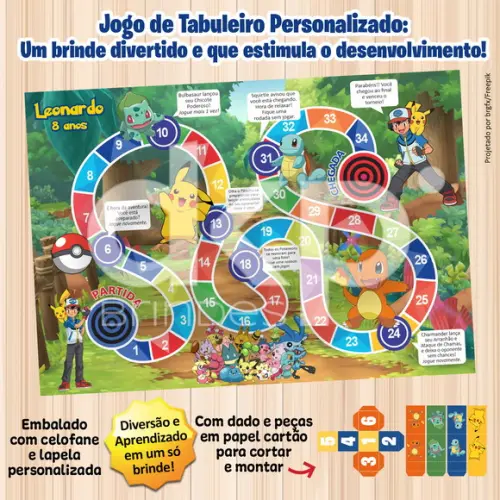 Jogo de Tabuleiro Personalizado Pokemon