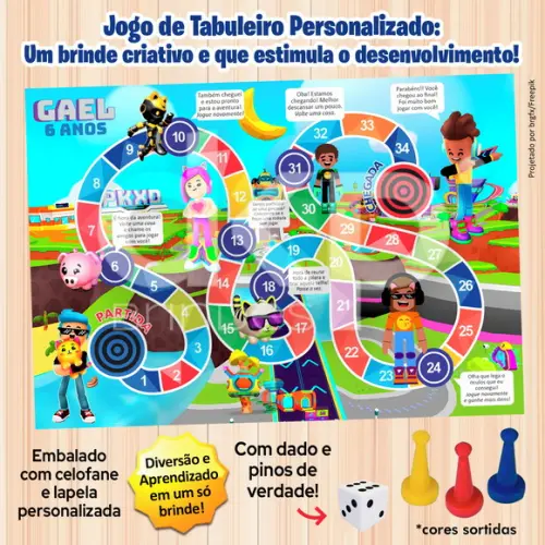 Jogo de Tabuleiro Personalizado Pk Xd com Dado e Pinos