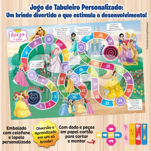 Jogo de Tabuleiro Personalizado Princesas