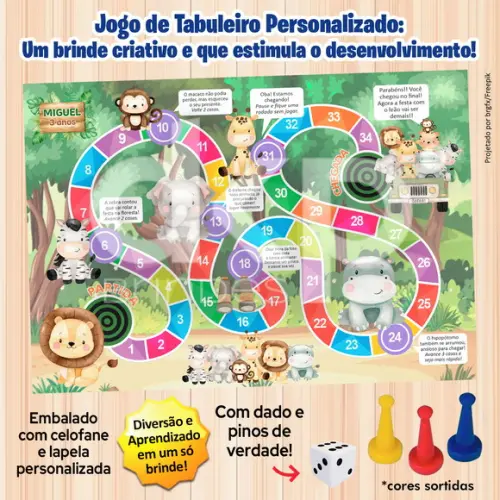 Jogo de Tabuleiro Personalizado Safari / Floresta Aquarela