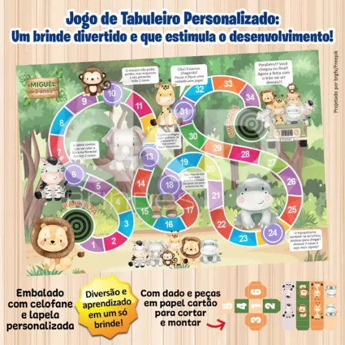 Jogo de Tabuleiro Personalizado Safari Aquarela