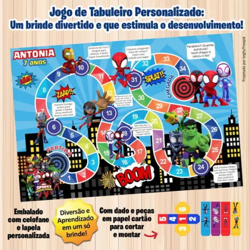 Jogo de Tabuleiro Personalizado Spidey Entrega Expressa