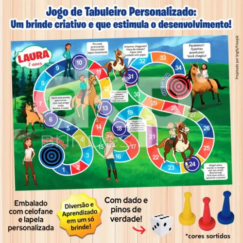 Jogo de Tabuleiro Personalizado Spirit com Dado e Pinos