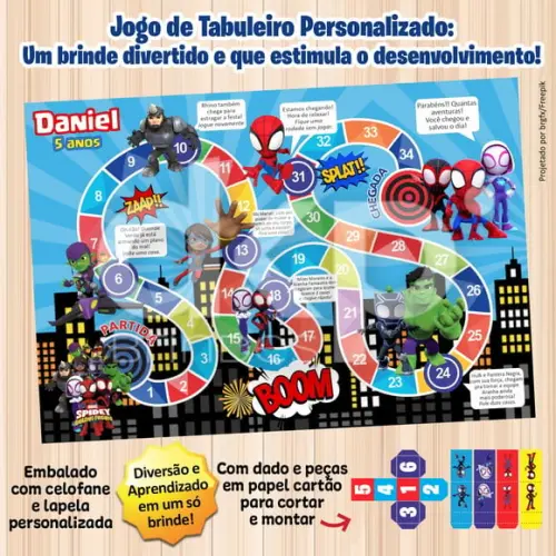 Jogo de Tabuleiro Personalizado Spidey e Seus Amigos