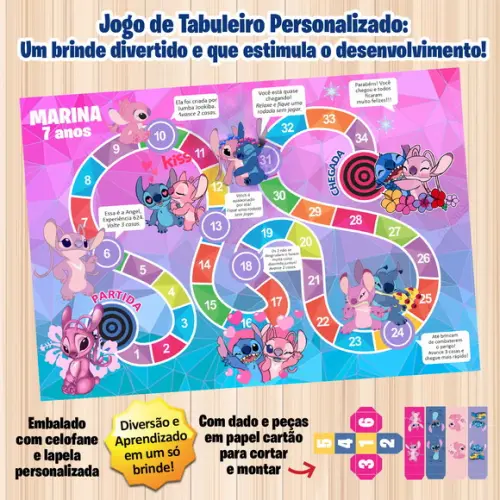 Jogo de Tabuleiro Personalizado Stitch Entrega Expressa