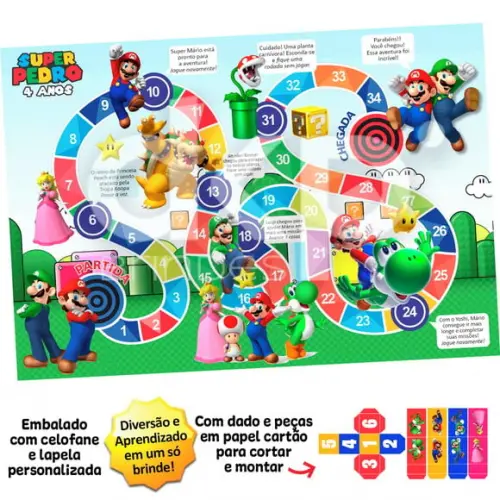 Jogo de Tabuleiro Personalizado Super Mário