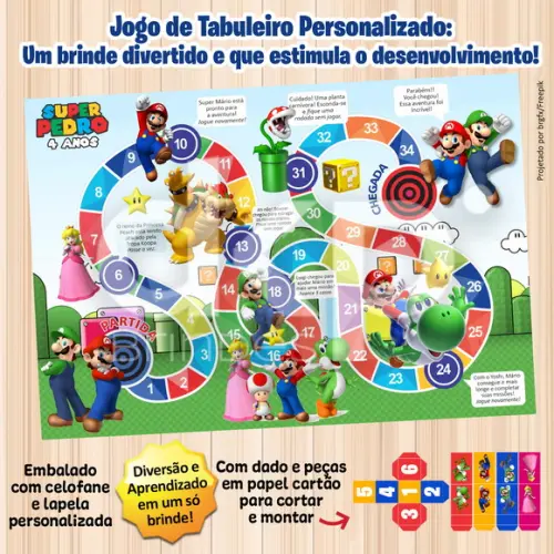 Jogo de Tabuleiro Personalizado Super Mário