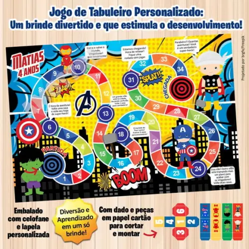 Jogo de Tabuleiro Personalizado Vingadores Cute