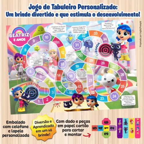 Jogo de Tabuleiro Personalizado Vera e o Reino do Arco-íris