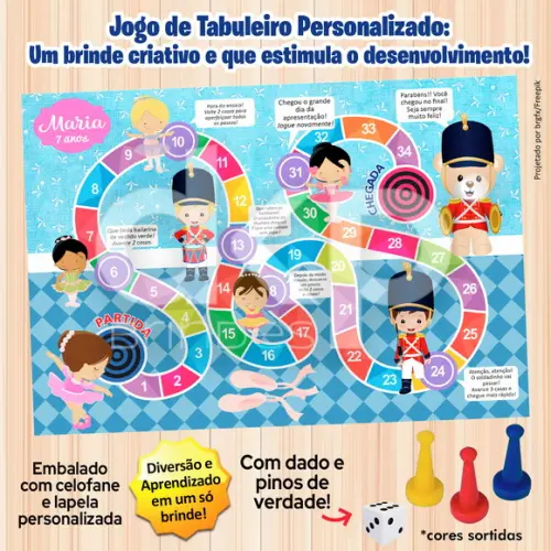Jogo Tabuleiro Personalizado Bailarina Soldadinho de Chumbo