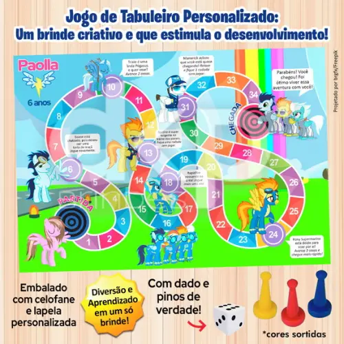 Jogo de Tabuleiro Personalizado Wonderbolts com Dado e Pinos