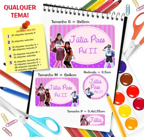 Kit com 79 Etiquetas Escolares Patrulha Salvadora