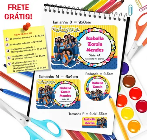Kit com 79 Etiquetas Escolares Personalizadas Chiquititas