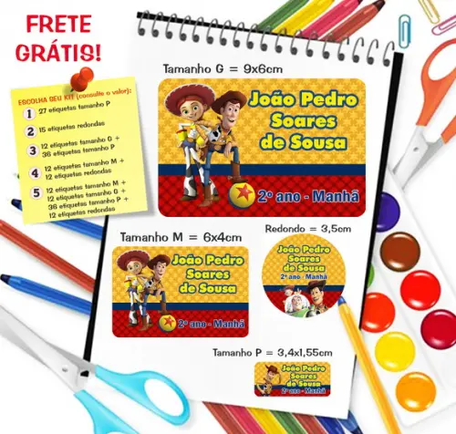 Kit com 79 Etiquetas Escolares Personalizadas Prazo Reduzido