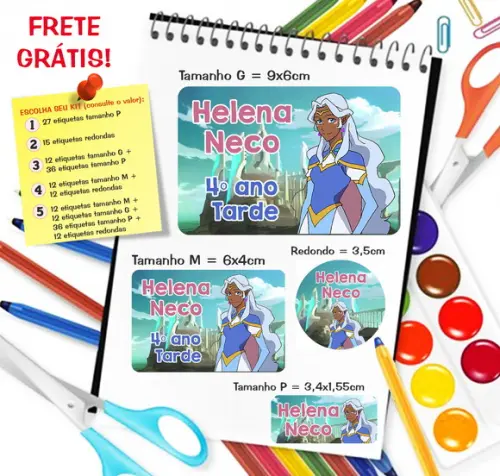 Kit com 79 Etiquetas Escolares Personalizadas Voltron