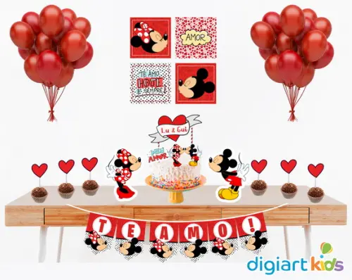 Kit Decoração Dia dos Namorados Mickey e Minnie
